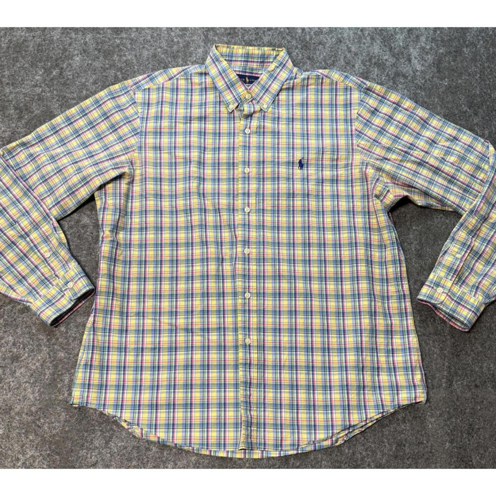 Ralph Lauren Mens XL Classic Fit Multicolor Plaid Short Sleeve Button Down Shirt